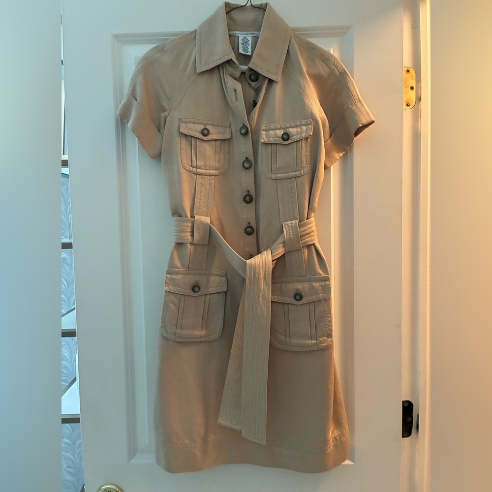 Diane Von Furstenberg Tan safari-style Button-Up Dress
